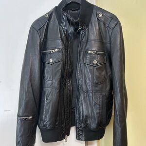RUDSAK Black Bomber Jacket Genuine Leather